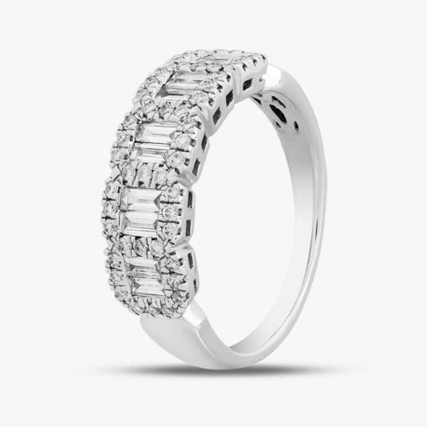 T. H. Baker 18ct White Gold 0.58ct Baguette & Brilliant Cut Diamond Half Eternity Ring R33995 18KW