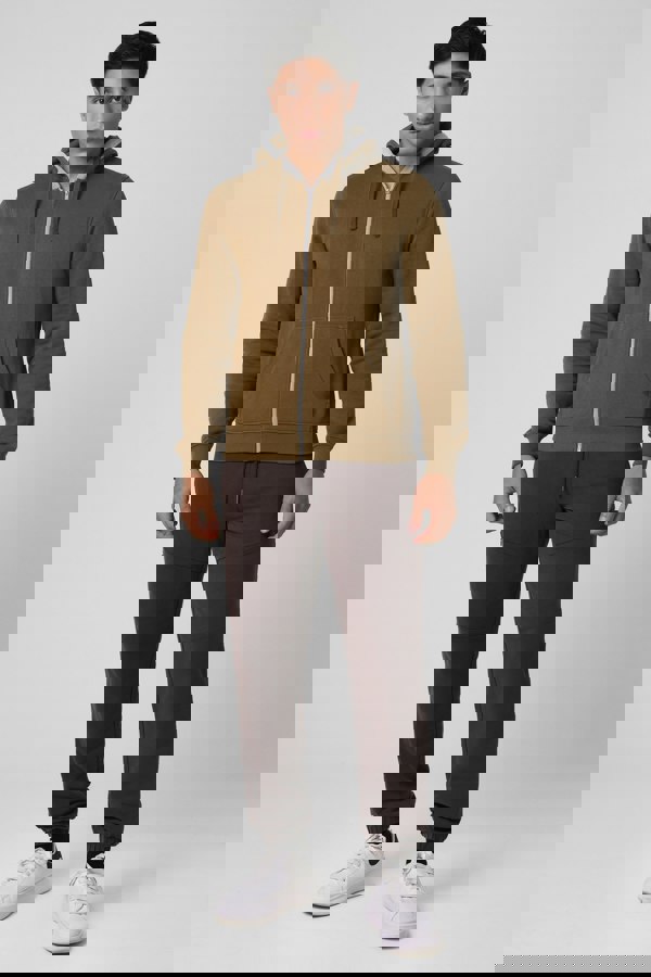 ENORSIA Men's Contrast Piping Detail Zip Front Hoodie