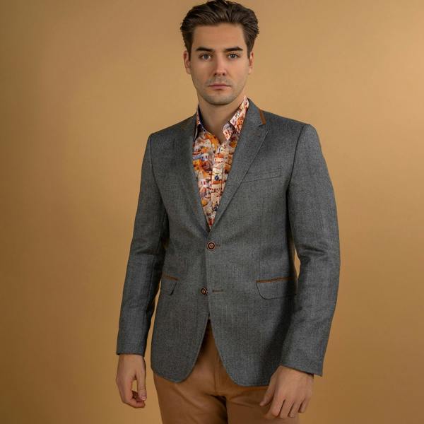 SIGNATURE EQUESTRIAN JACKET WITH SANTORINI LINING - Premium Men's Patterned Shirt by Claudio Lugli | Bold Design, Tailored Fit, Best Printed Shirts
