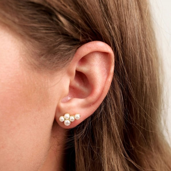 Gold Trip Pearl Cluster Earrings