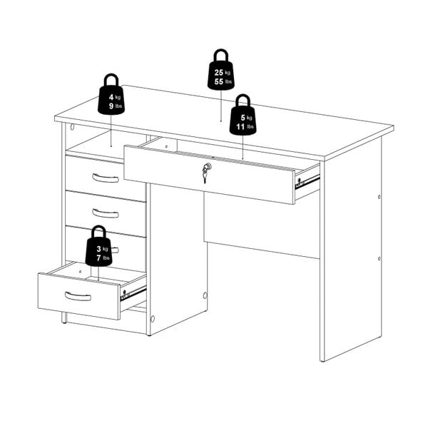 Wyld Haus Billabong White Wooden Office Desk 5 Drawers
