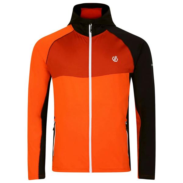 Dare 2B Mens Touring Hooded Stretch Full Zip Jacket - Puffins Orange/Rooibos Tea