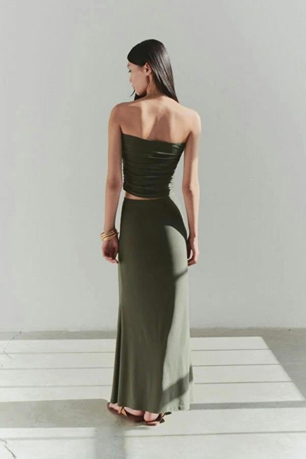 WOVCOR Knit Long Skirt with Accessory Detail