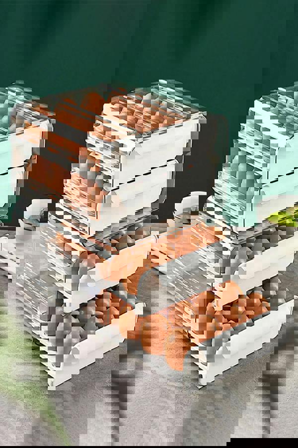 Living and Home 2-Layer 32 Grid Egg Storage Drawer Box Transparent