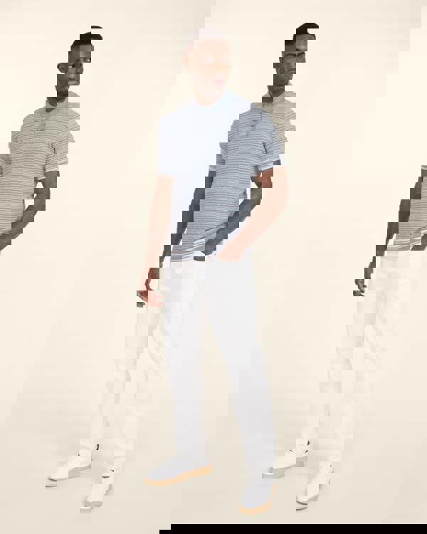 Larsson & Co Knitted Polo Shirt With Horizontal Stripe