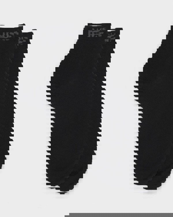 BOSS Orange 2-Pack Mens Short Socks with Logo Cuffs - Black 001 - CHO - Designer Mens Socks