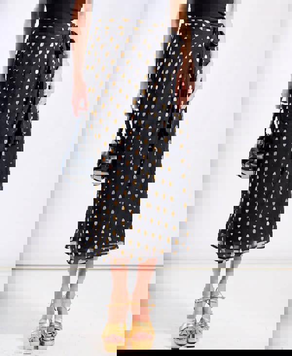 Black Wrap Midi Skirt