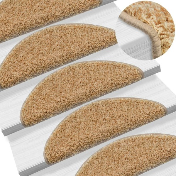 Berkfield Stair Mats 10 pcs 65x21x4 cm Cream