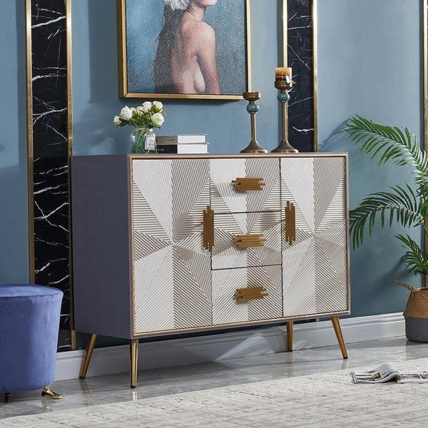 Detail view of Delp Sideboard with reclaimed wood sideboard