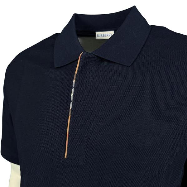 Burberry ‘Hartford’ Zip Check Polo Navy - chancefashionco
