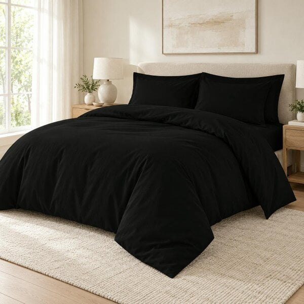 Night Zone Polycotton Duvet Cover Set – Plain Dyed Easy Care Bedding with Pillowcases