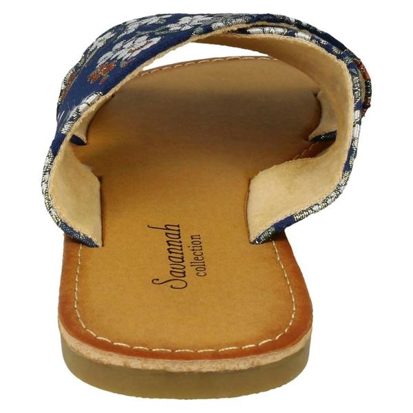 Savannah Ladies Savannah Cross Strap Patterned Mules