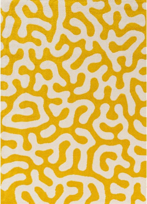 Joli Abstract Yellow & White Easy Care Rug