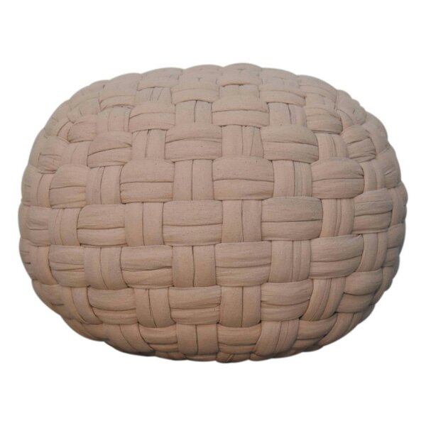 Wyld Haus Noto Tube Cream Cotton Hand Knitted Footstool