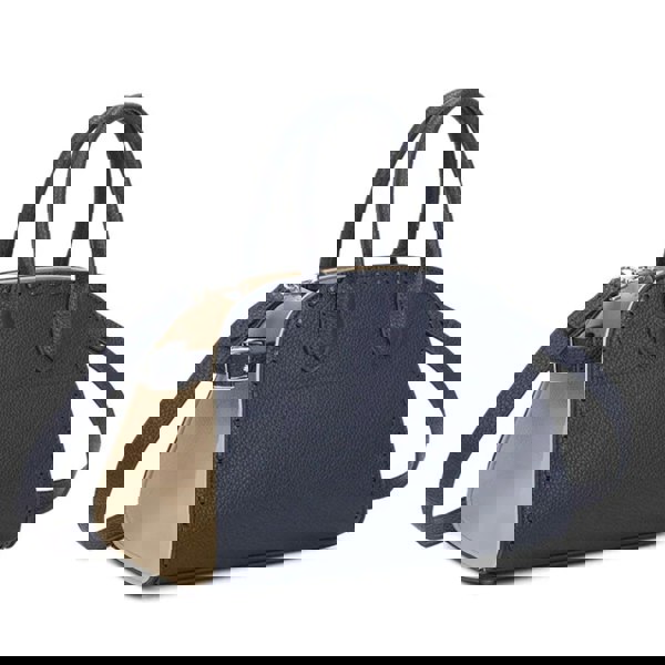 Love EMVY Buckle Stitch Two-Tone Faux Leather Grab Bag