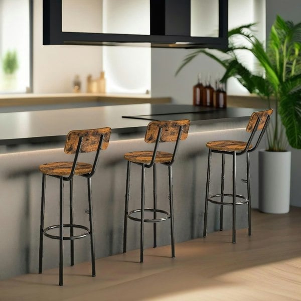 Rafaelo Mobilia Set of 2 Bar Stools with Backrest