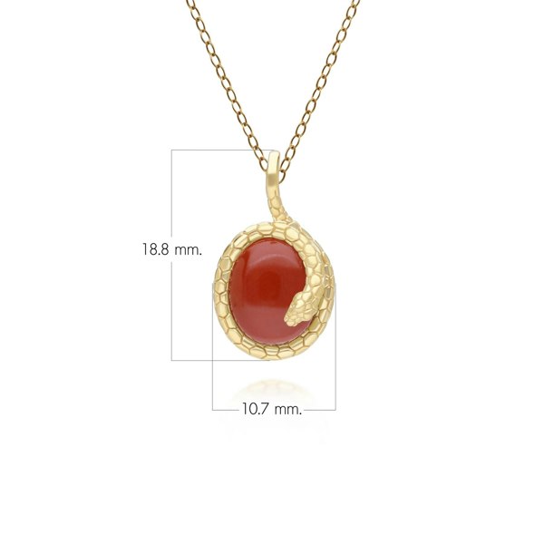 Gemondo ECFEW™ Red Jasper Winding Snake Pendant Necklace In Gold Plated Sterling Silver