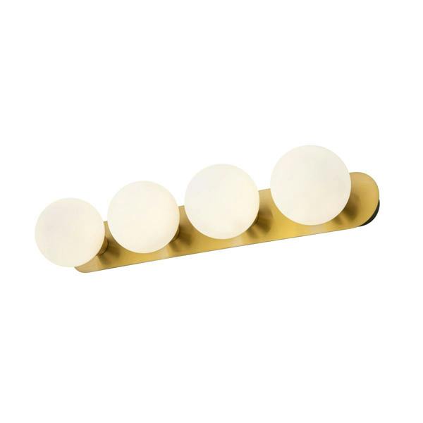 COSYLYTE Bowen Bathroom 4 Light Glass Ceiling Flush Light - Brass