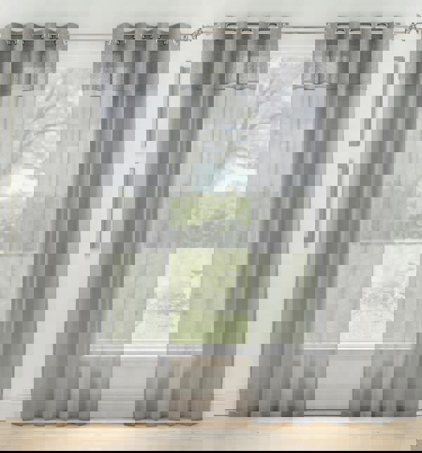 Tyrone Textiles Textured Fabric Header Voile Panels Pair with Eyelet Header