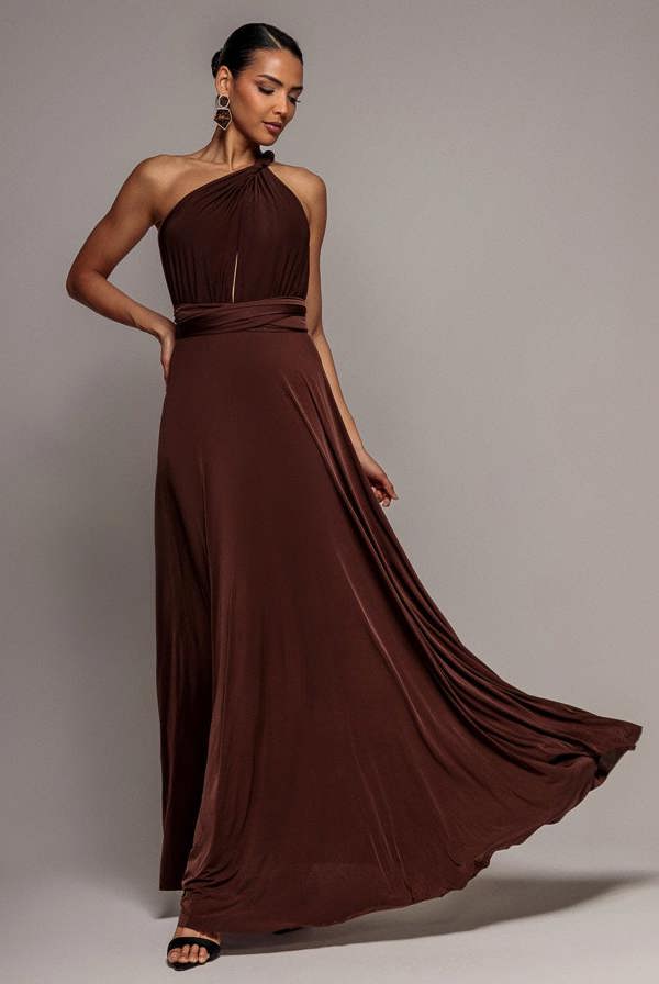 Multiway Tie-Up Maxi Dress - Dark Brown DR1186BB