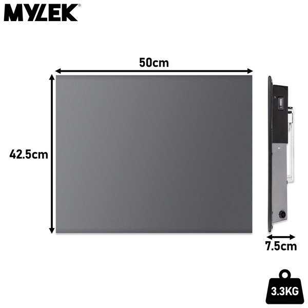 MYLEK Electric Radiator Panel Heater Grey WIFI Smart APP Eco 1000W Bathroom Safe Wall Mounted Timer Thermostat