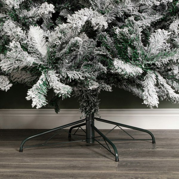 Samuel Alexander 8ft (2.4m) Snow Flocked Artificial Christmas Tree with Green Metal Stand and 1017 Tips