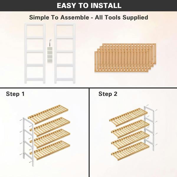 MANTRARAJ Bamboo 4 Tier Shoe Rack Easy Assembly Storage Shelf Organiser Wooden Shoe Rack