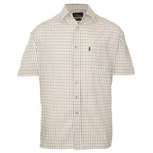 Champion Tattersall short sleeve shirt in red check with classic collar and lightweight feel
