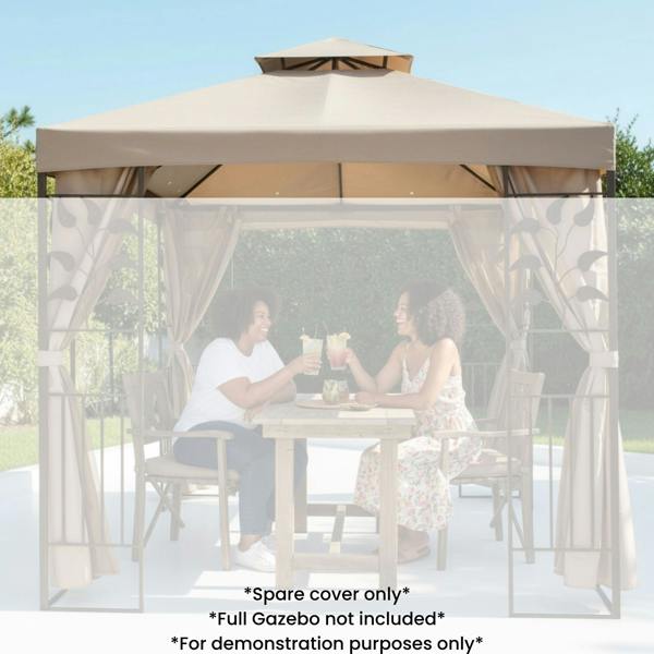 The Garden Marketplace Spare Roof Cover for 2.5m Square Leaf Design Garden Gazebo, Beige 180g Fade-Resistant Polyester Canopy with Wind Vent