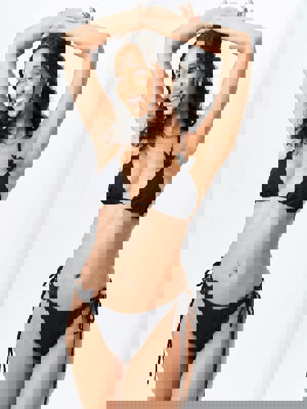 Gini London Black Butterfly Detail Tie Side Bikini Bottom