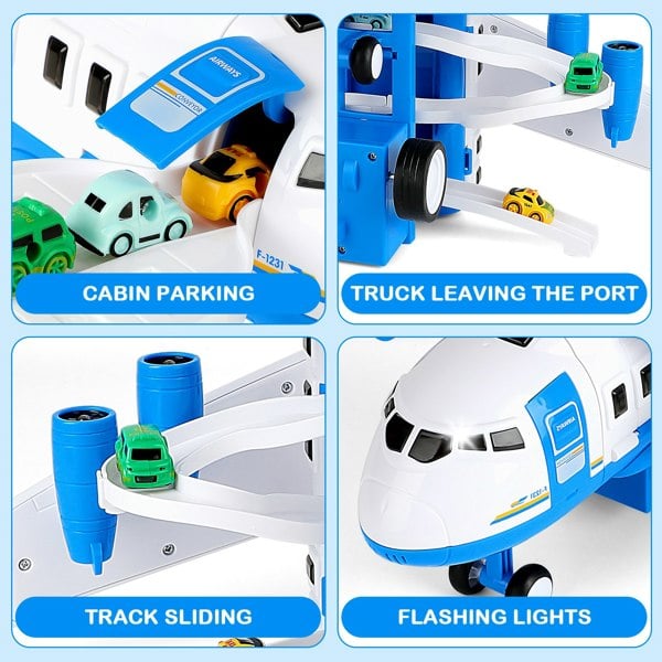 deAO Toys Transport Cargo Airplane Car Toy Play Set