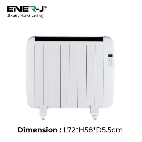 ENER-J 1200W Smart WiFi Electric Radiator Heater, 72cm, Ultra Slim 5.5cm, Wall Mounted or Freestanding, Alexa & Google Home