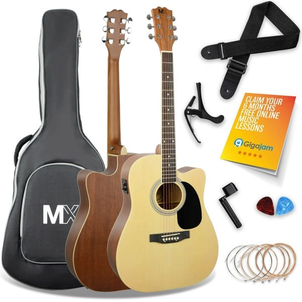 MX Cutaway Electro Acoustic Guitar Pack#Colour_Natural