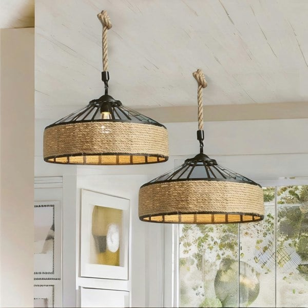 Rafaelo Mobilia Rustic Hemp Rope Ceiling Light Pendant Shade Brown