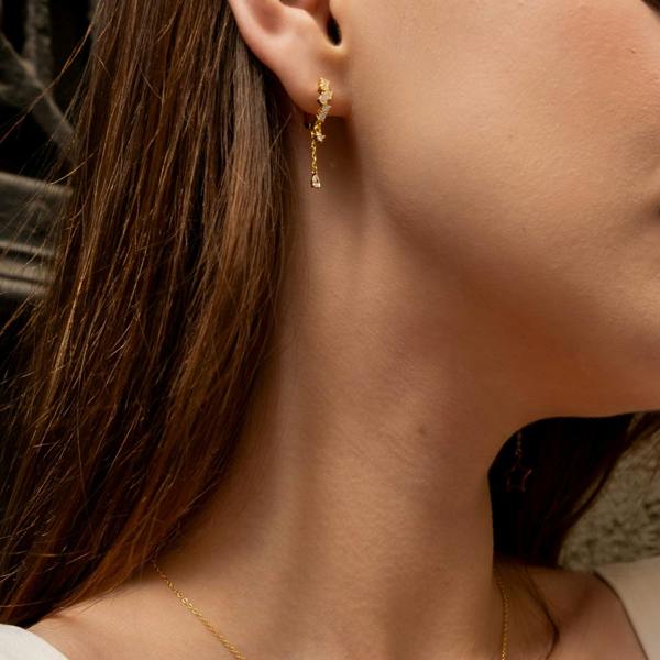 Spero London Dripping Sterling Silver Huggie Drop Earring