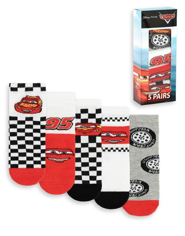 Disney Boys Multicoloured Cars Calf Socks Set of 5