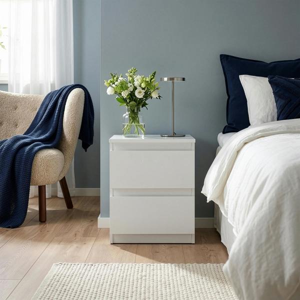 Furniture To Go Edmore 2 Drawer Bedside Table in White