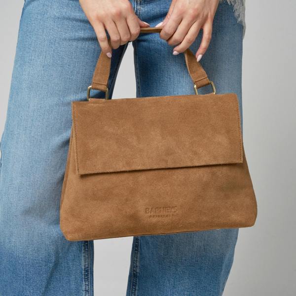 Barneys Originals Tan Real Suede Messenger Bag