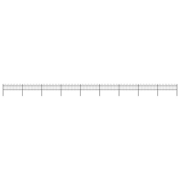 Berkfield Garden Fence with Hoop Top Steel 15.3x0.6 m Black
