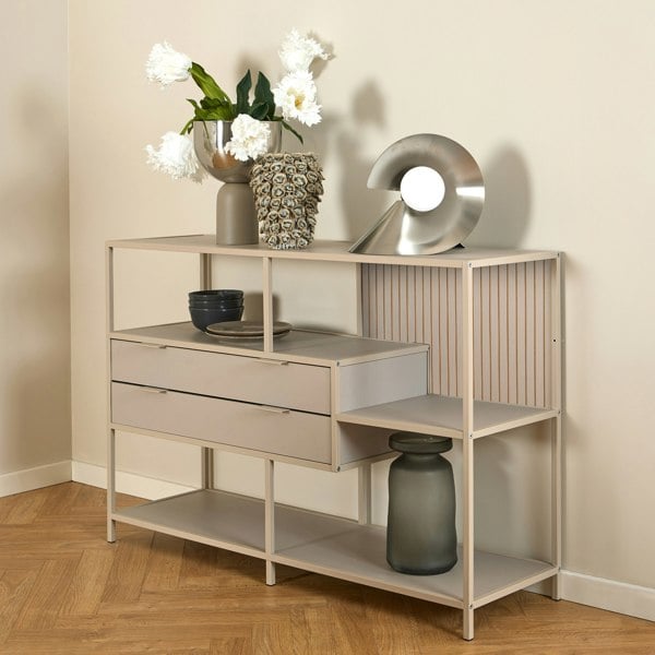 Furniture To Go Seaford Grey Storage Unit with 2 Drawers and 3 Shelves