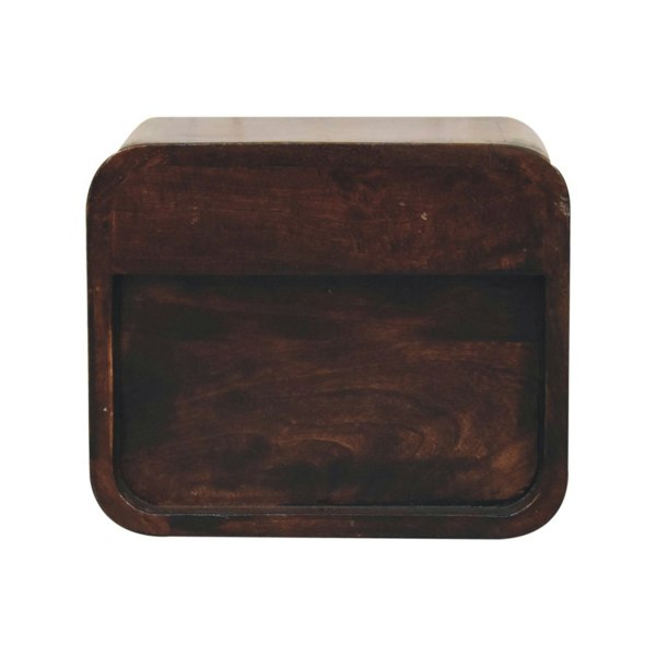 Artisan Furniture Solid Wood Mini Curved California Walnut Wall Mounted Bedside with Open Slot