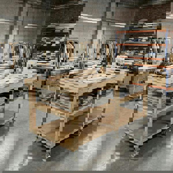 Arbor Garden Solutions Wooden Workbench MDF Top Depth-3ft With Wheels and Double Shelf