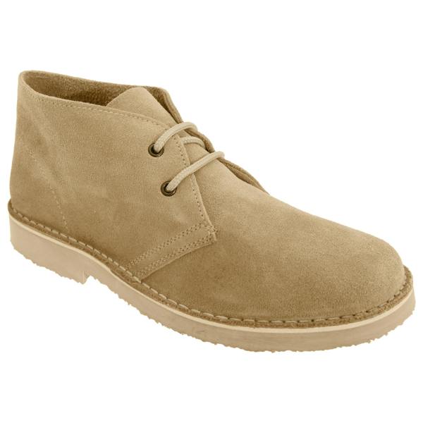 Roamers Mens Real Suede Round Toe Unlined Desert Boots - Camel