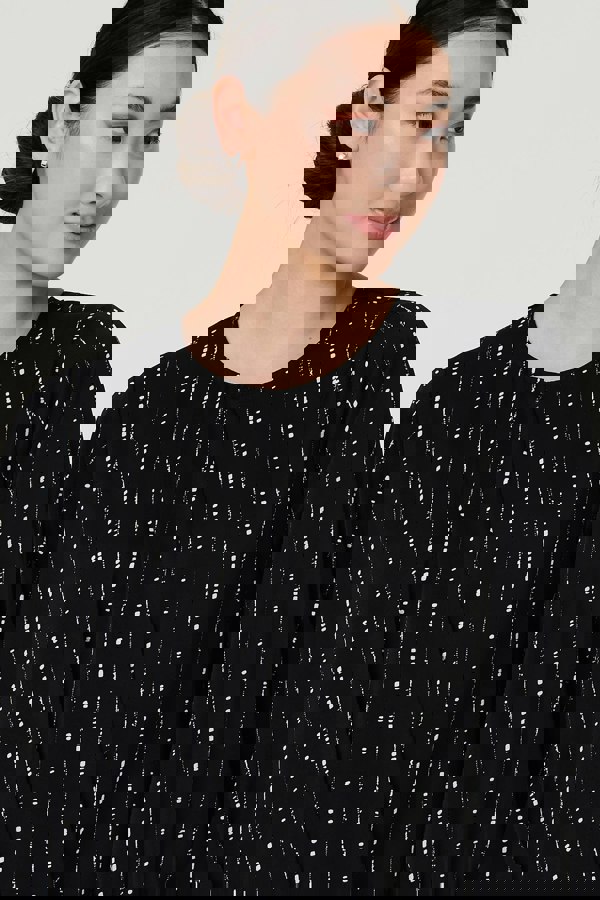 Black | Metallic Stripe Long Sleeve Blouse
