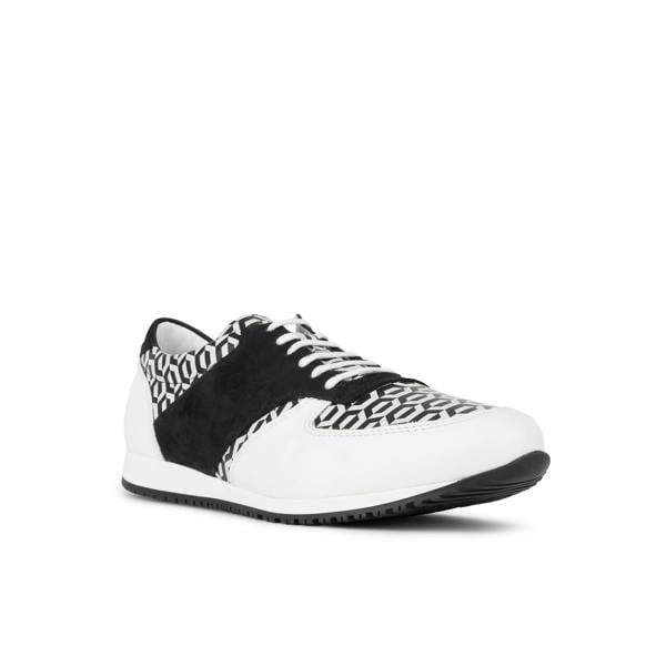 Embassy London San Francisco - White & Black Hexa - Men's lace-up leather & suede trainer