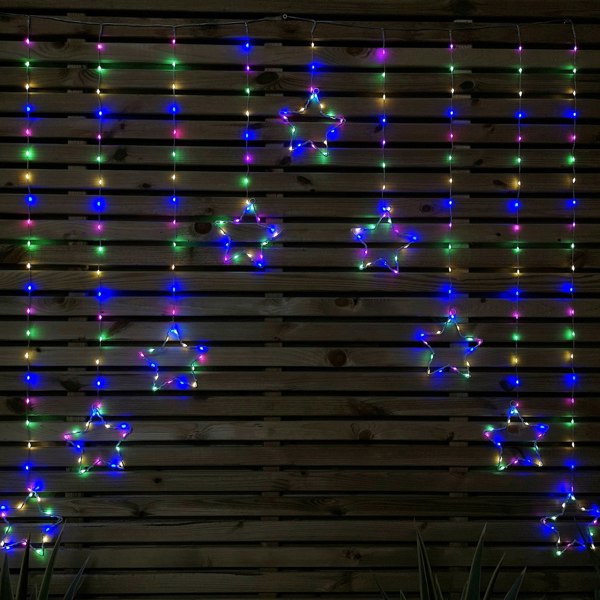 Samuel Alexander 1.2m Multi Colour LED Star Curtain Lights Christmas Decorations