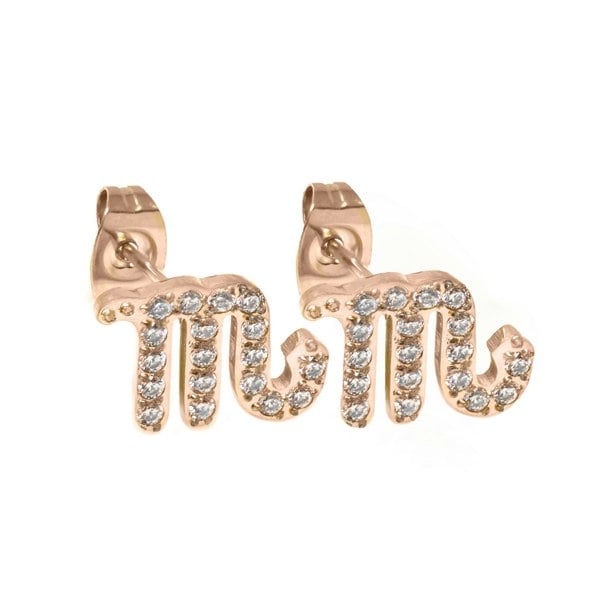 Say It With Scorpio Earrings with CZ Stones - Rose Gold Plated