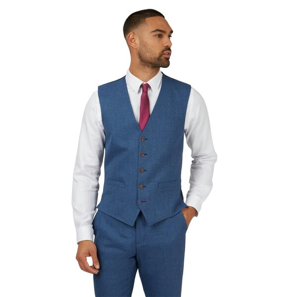 Antique Rogue Blue Texture Stretch Waistcoat