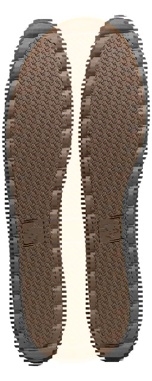 Rocket Dog Heyday Womens Ankle Pull On Dealer Chelsea Boots, close-up of the brown rubber sole with textured grip pattern and logo