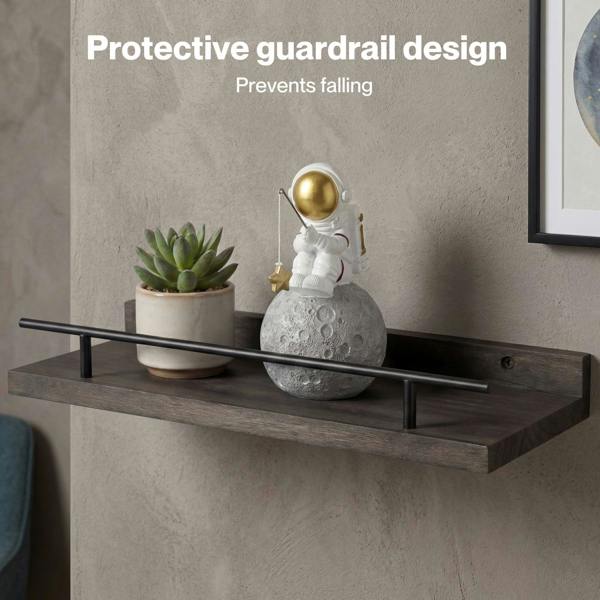 Levede Floating Shelves Set of 3 Wooden Wall Mounted Shelves Storage Black